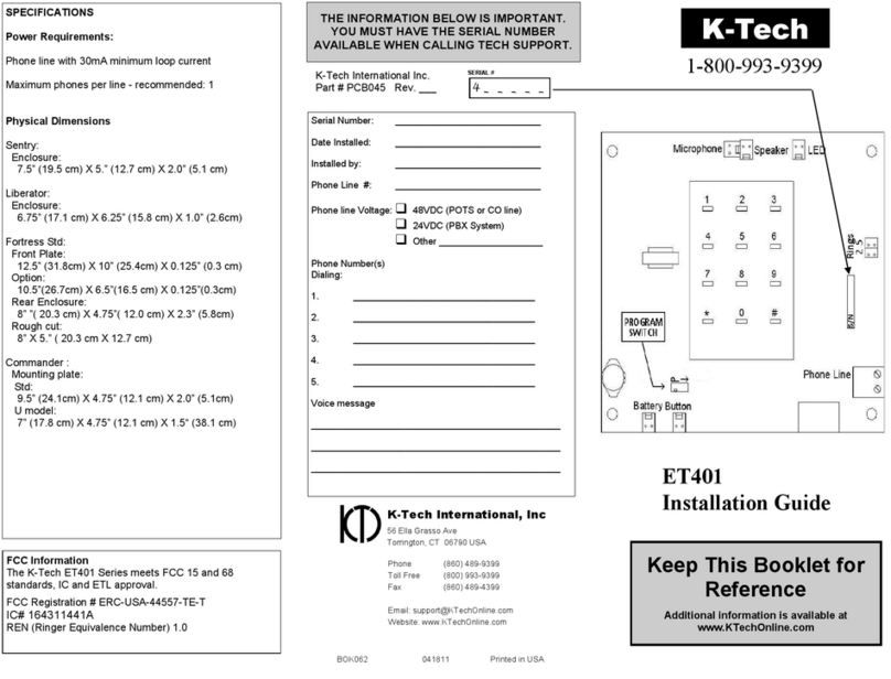 K-Tech ET401 installation guide