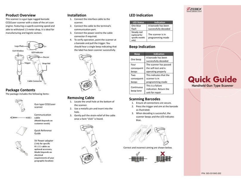 Zebex Z-3191LE Quick reference guide