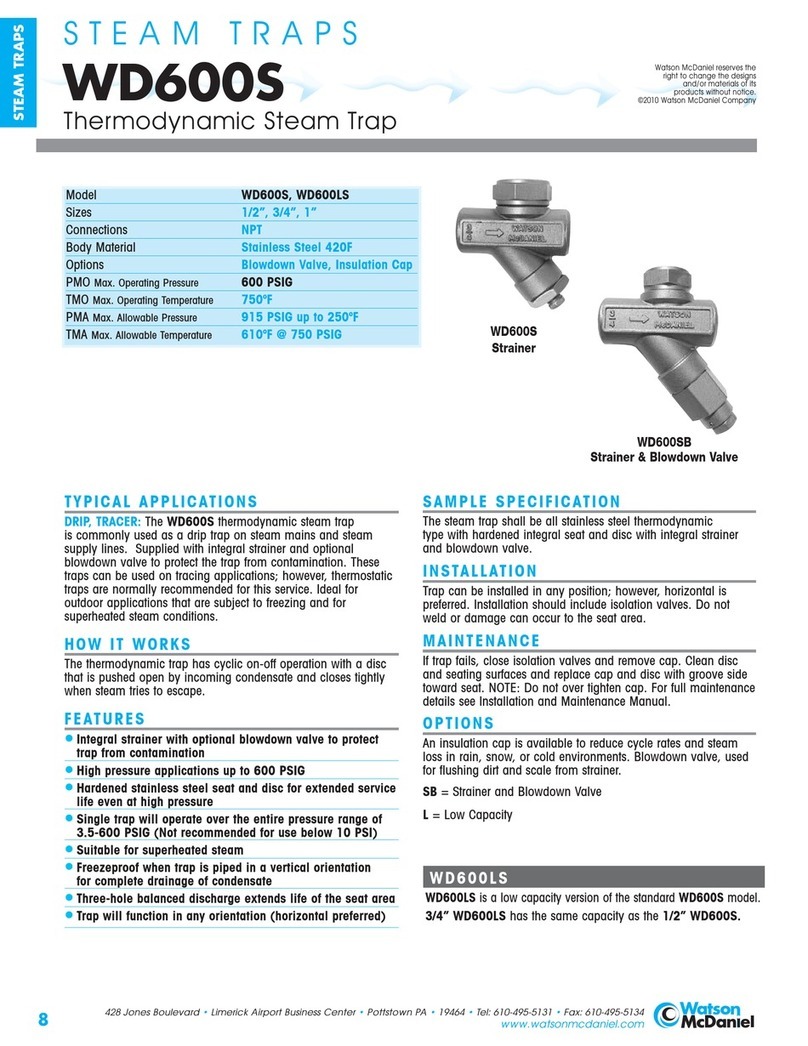 Watson McDaniel WD600S Installation and maintenance manual