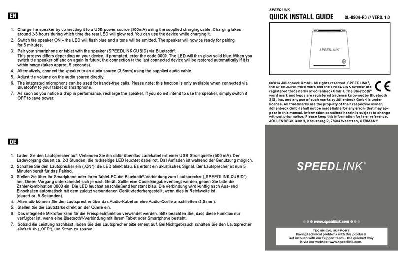 Speed Link SL-8904-RD Quick install guide