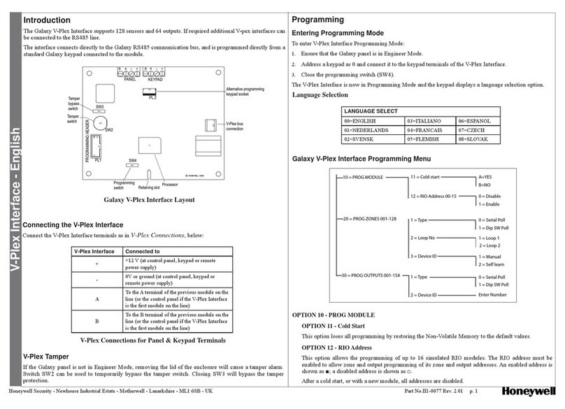 Honeywell Galaxy V-Plex Interface User manual