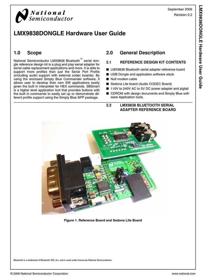 National Semiconductor LMX9838DONGLE Hardware user's guide