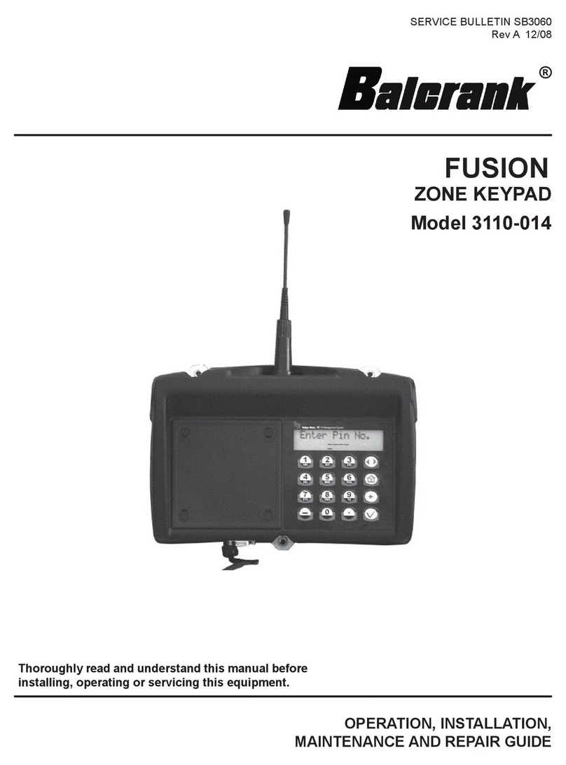 Balcrank FUSION ZONE KEYPAD Operation, installation, maintenance and repair guide Balcrank FUSION ZONE KEYPAD Operation, installation, maintenance and repair guide
