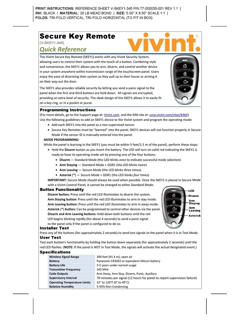 Vivint V-SKEY1-345 User manual