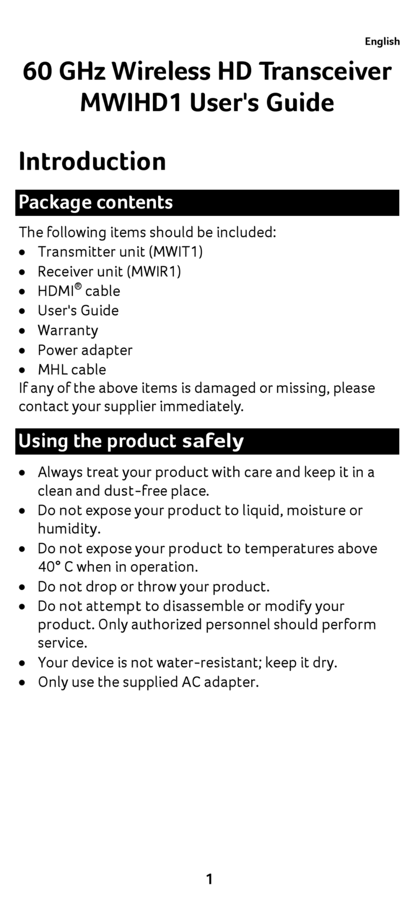 Acer MWIHD1 user guide