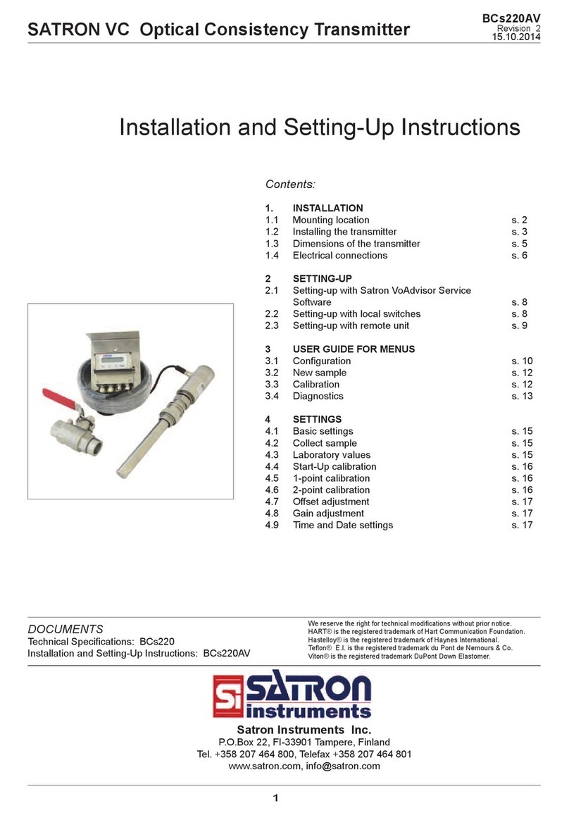 Satron Instruments SATRON VC Installation and Setting-Up Instructions