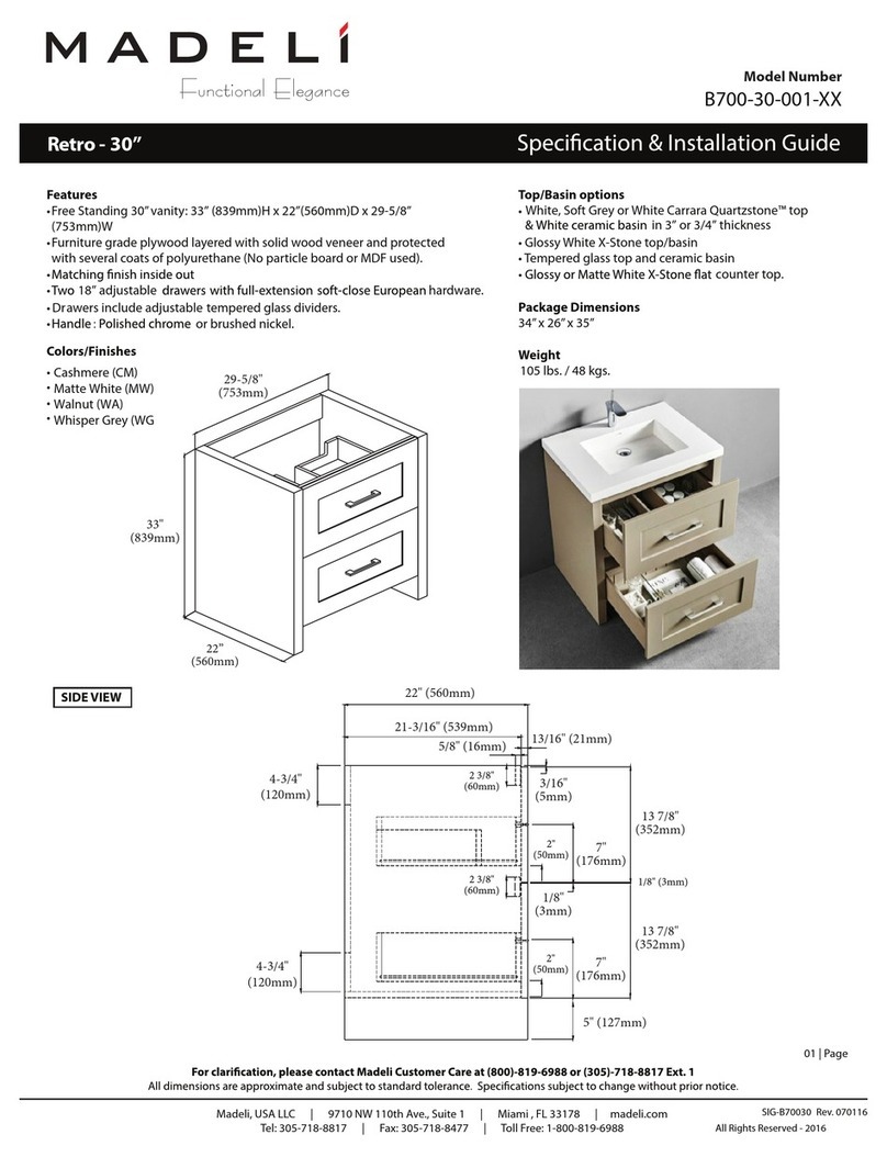 Madeli B700-30-001 series Specification & installation guide Madeli B700-30-001 series Specification & installation guide