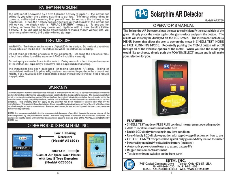 EDTM PPG Solarphire AR1750 User manual