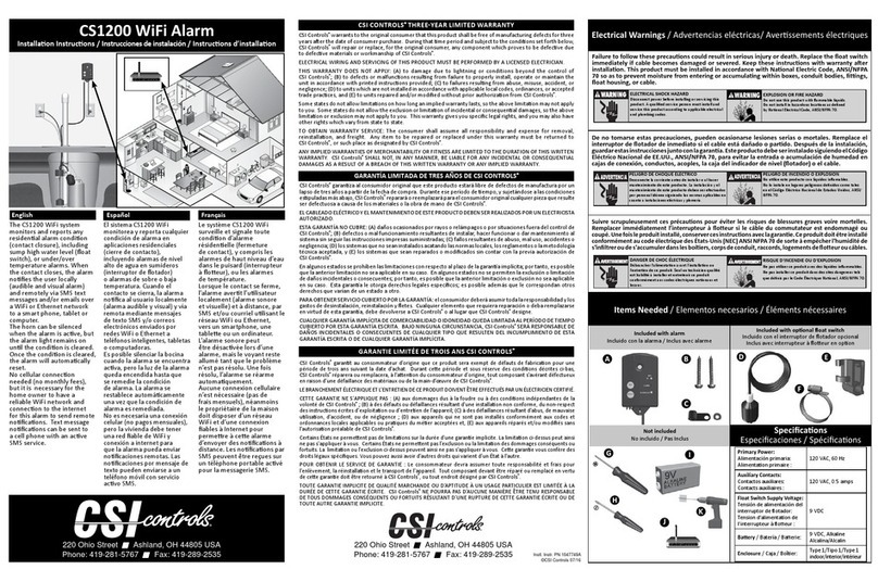 CSI Controls CS1200 installation instructions