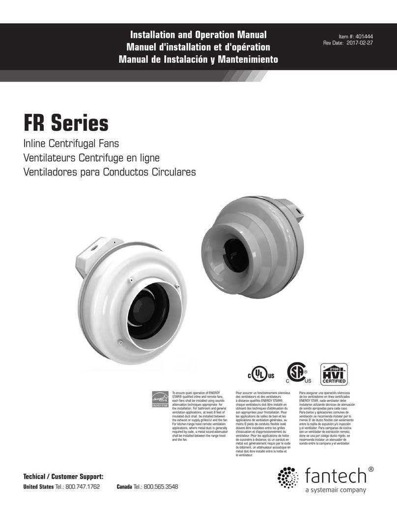 Fantech FR Series Installation and operation manual