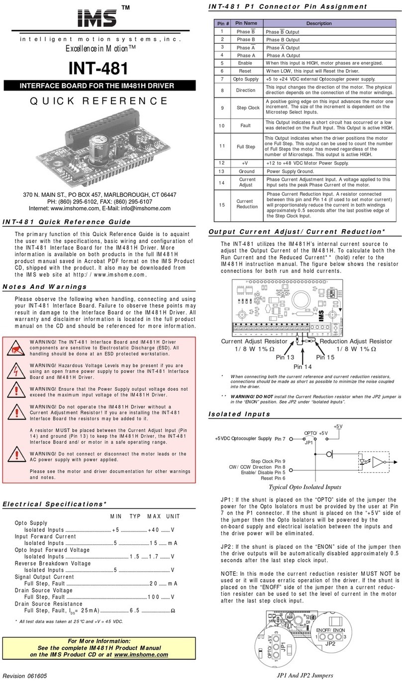 Intelligent Motion Systems INT-481 quick reference