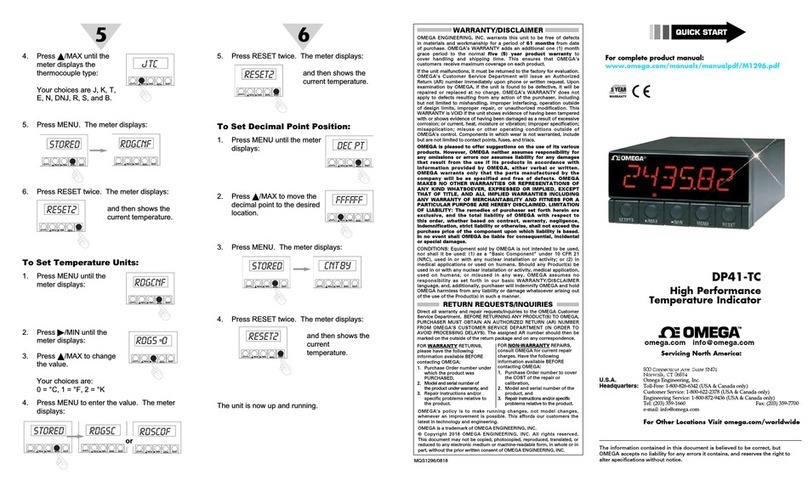 Omega DP41-TC Operating and maintenance instructions