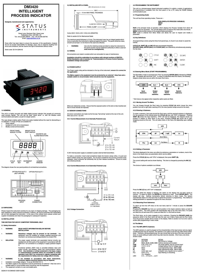 Status DM3420 user guide