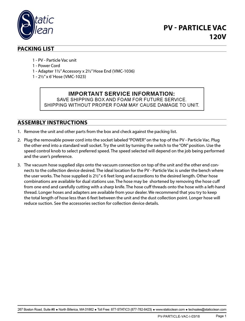 Static Clean PV Particle Vac User manual