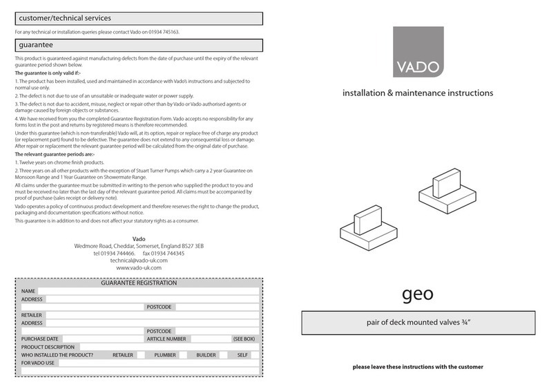 VADO geo Installation & maintenance instructions VADO geo Installation & maintenance instructions