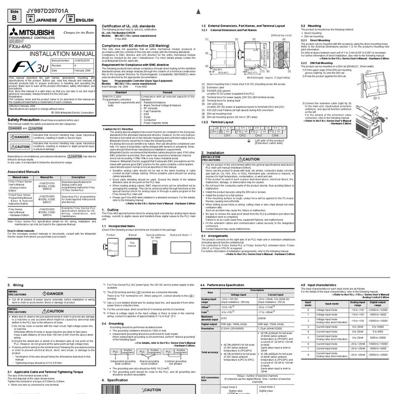 Mitsubishi MELSEC-F FX3U-4AD User manual
