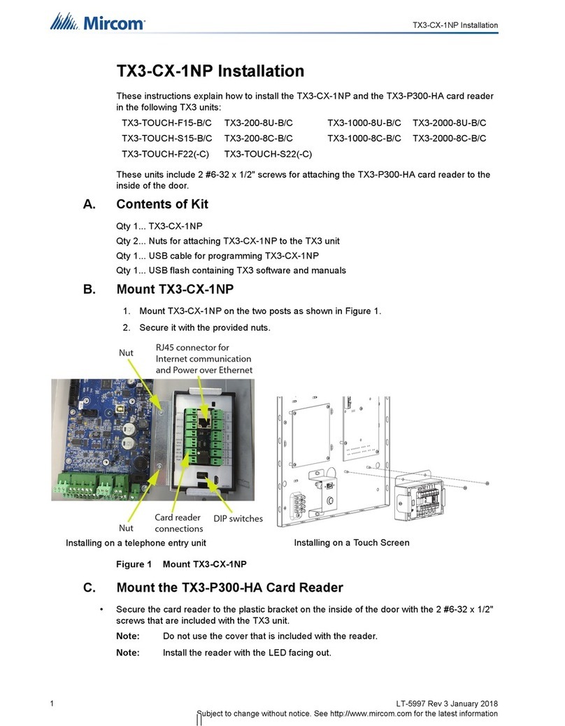 Mircom TX3-CX-1NP Installation guides
