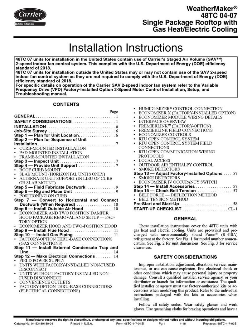 Carrier WeatherMaker 48TC 06 installation instructions