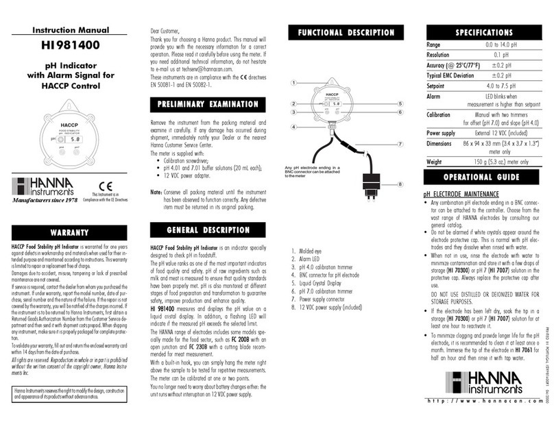 Hanna Instruments HI 981400 instruction manual