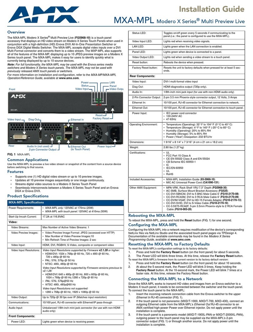 AMX MXA-MPL installation guide
