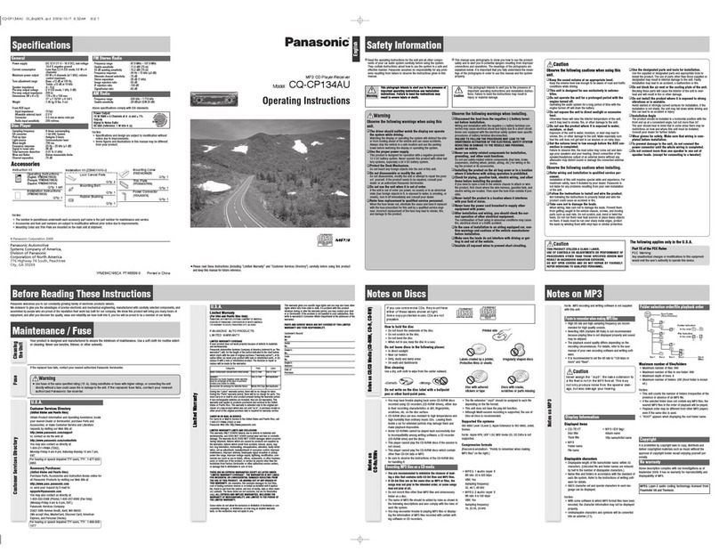 Panasonic CQ-CP134AU User manual