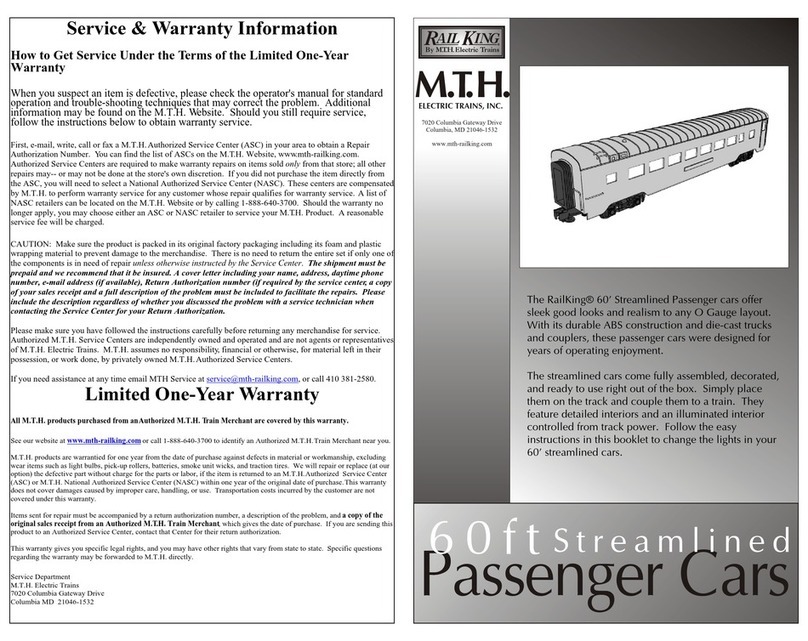 MTHTrains RailKing 60ft Streamlined Passenger Cars instructions