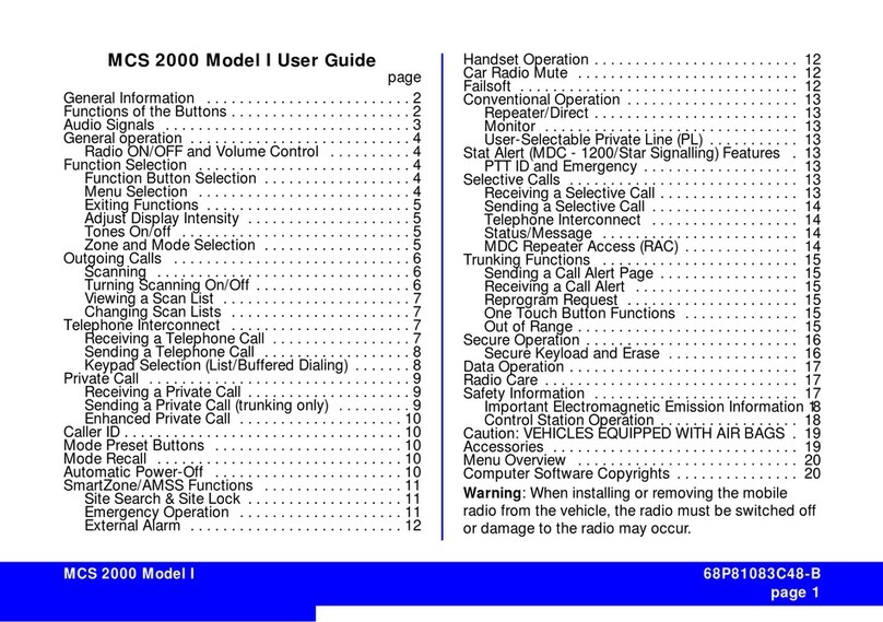 Motorola MCS 2000 User manual Motorola MCS 2000 User manual