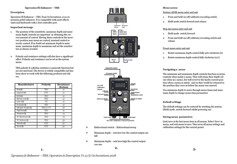 Oz inventions Xpression fX quick start guide