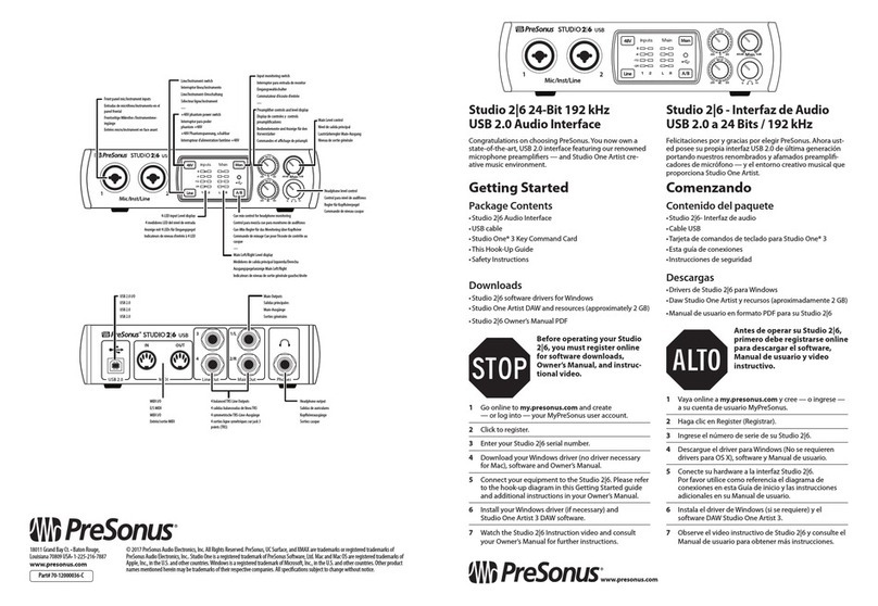 PRESONUS Studio 2/6 Getting started