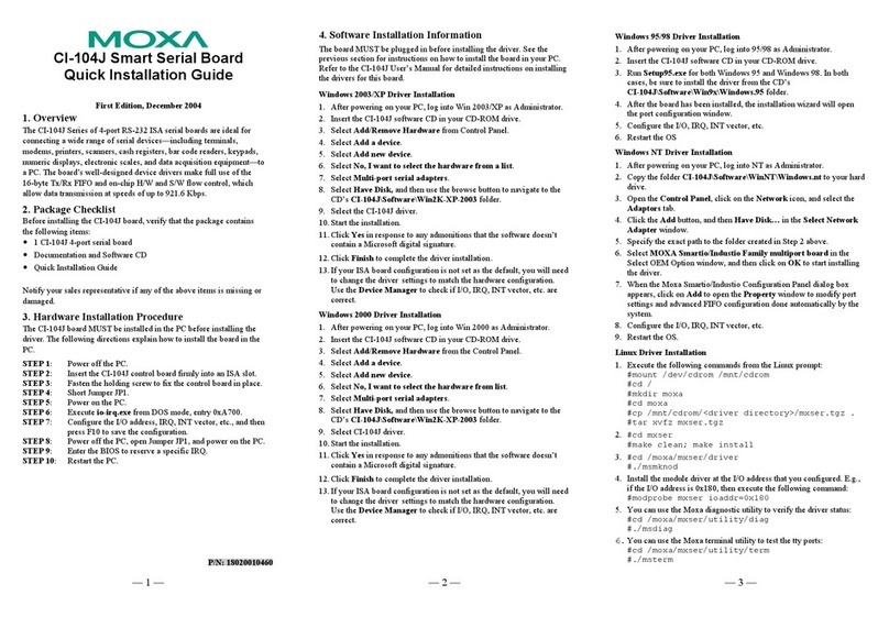 Moxa Technologies CI-104J Series Quick installation guide