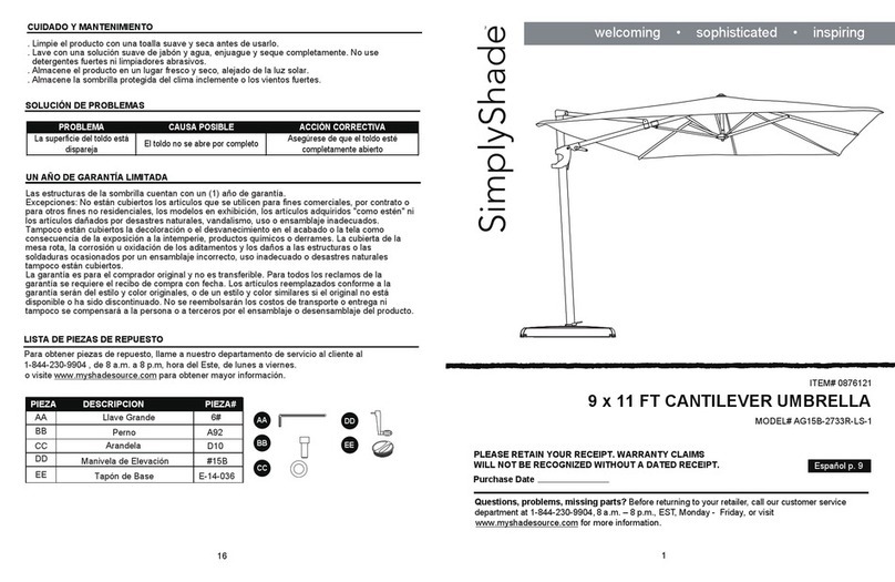 Simply Shade AG15B-2733R-LS-1 instruction manual Simply Shade AG15B-2733R-LS-1 instruction manual