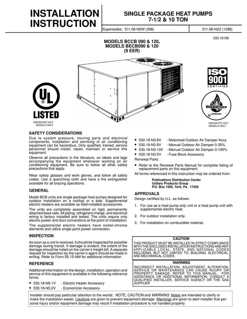 Unitary products group BECB 090 Installation instruction