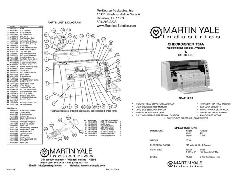 Martin Yale Industries CHECKSIGNER 930A Operating instructions & parts list Martin Yale Industries CHECKSIGNER 930A Operating instructions & parts list