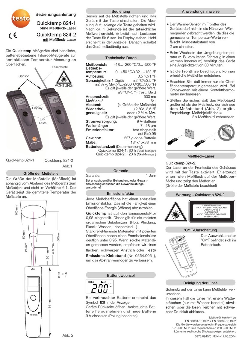 TESTO Quicktemp 824-2 instruction manual