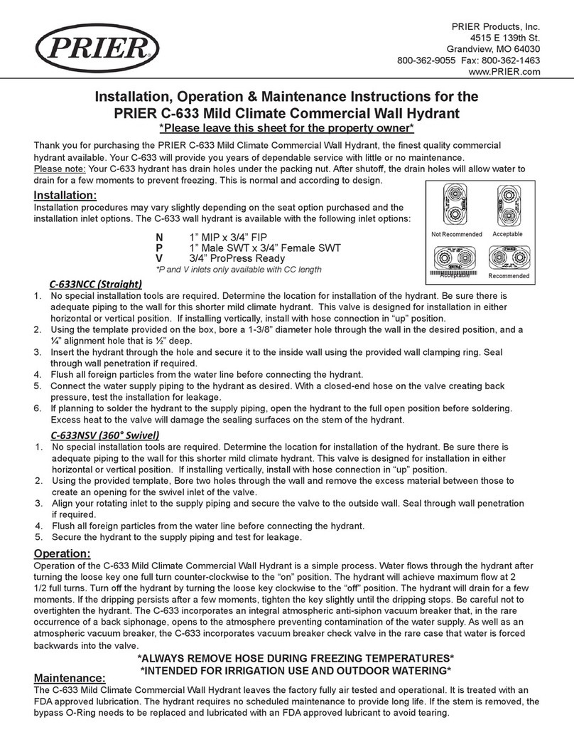Prier C-633 Installation, operation & maintenance instructions