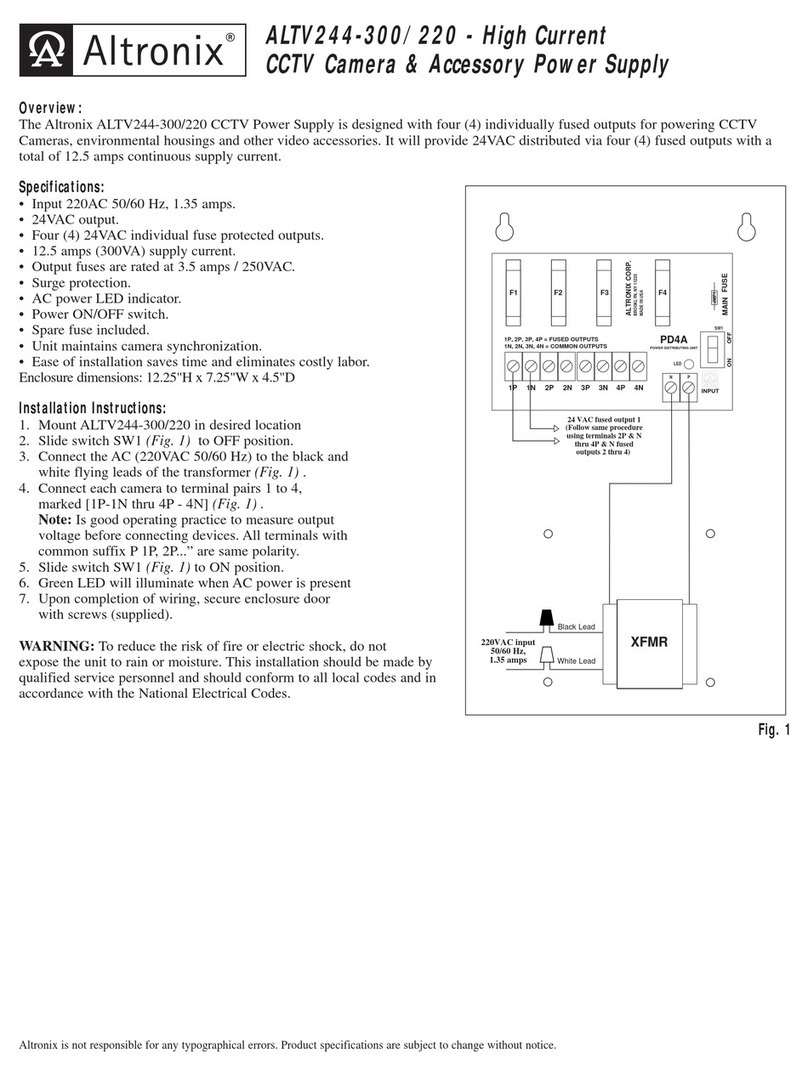 Altronix ALTV244-300/220 User manual
