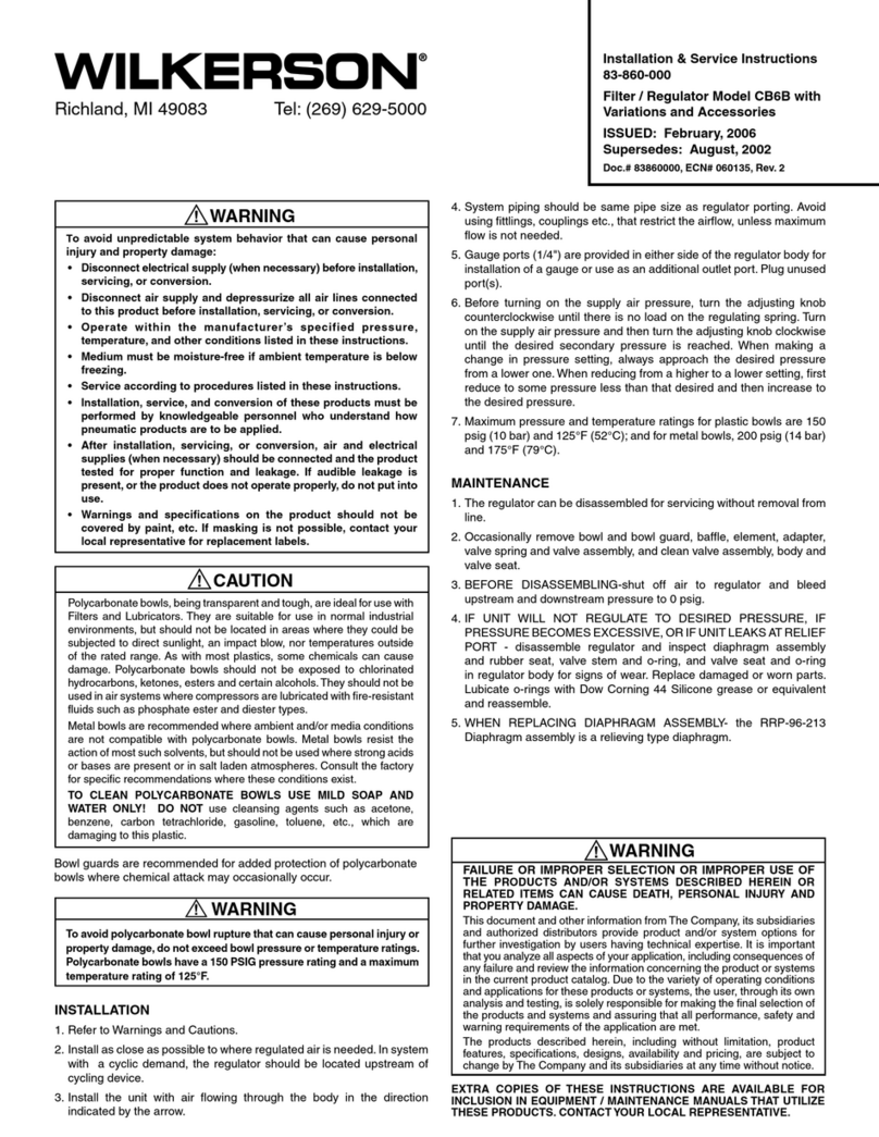 Wilkerson CB6B Installation & service instructions
