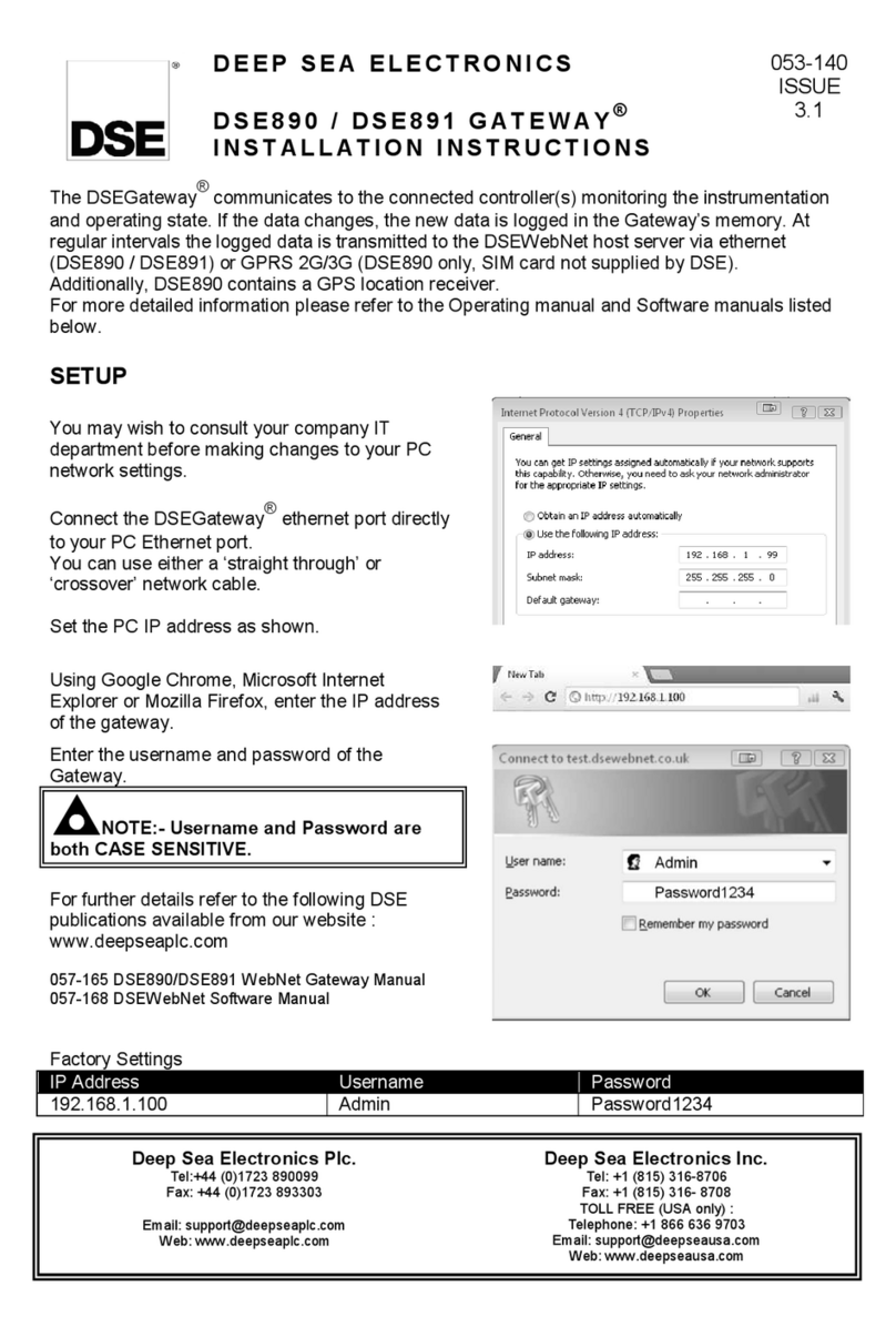 Deep Sea Electronics Plc DSE890 installation instructions