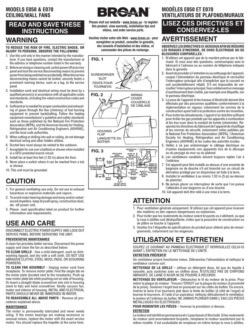 Broan E050 User manual