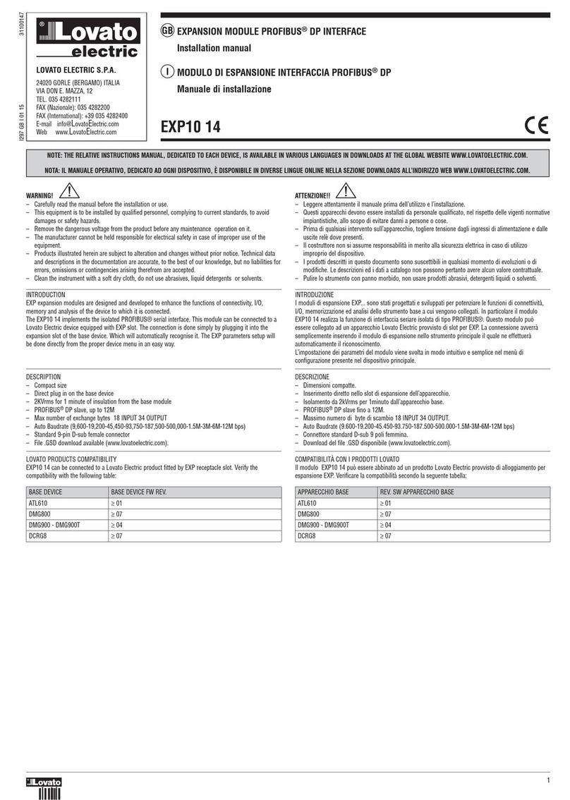 LOVATO ELECTRIC EXP10 14 Operating and maintenance instructions