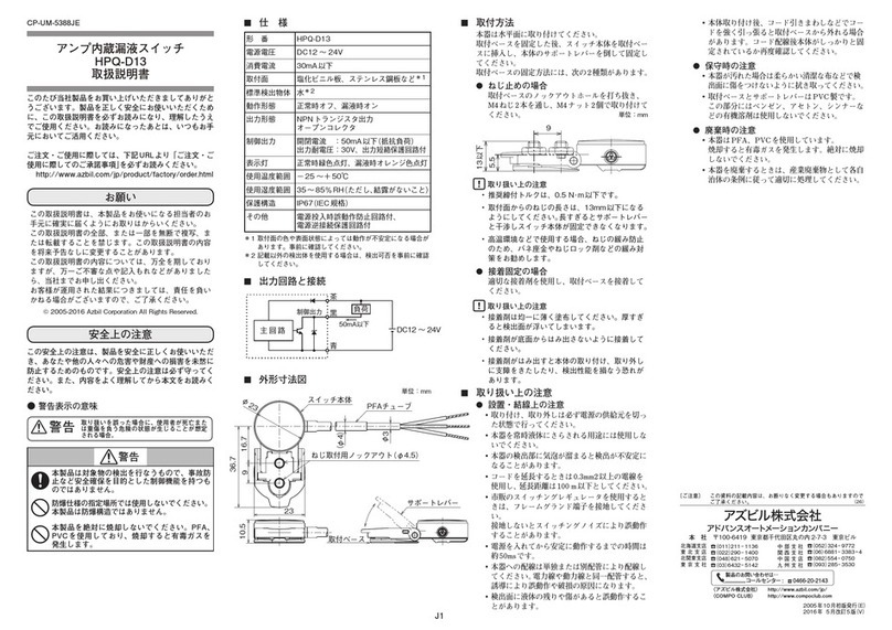 Azbil HPQ-D13 User manual