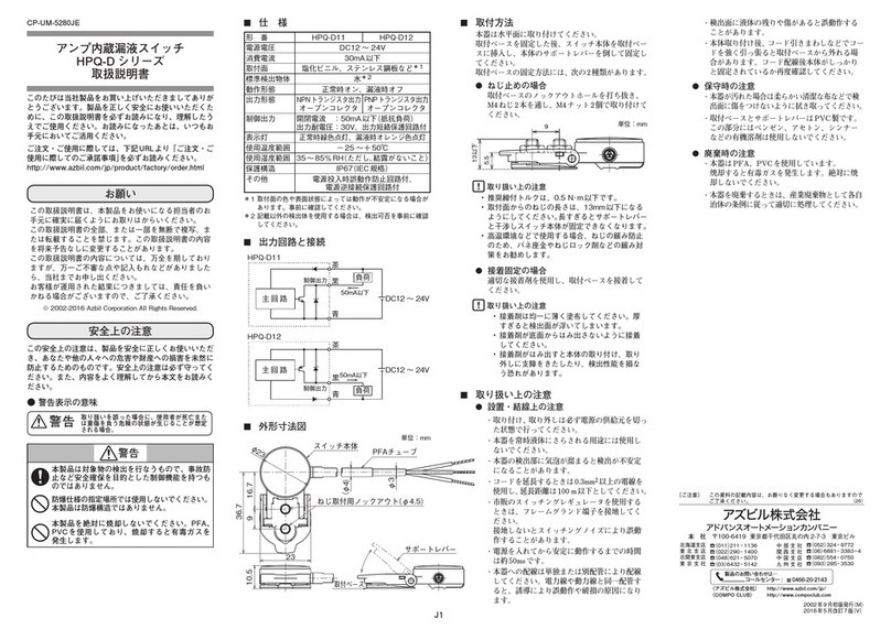 Azbil HPQ-D11 User manual