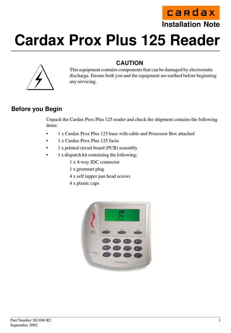 Cardax Prox Plus 125 Installation and operation manual