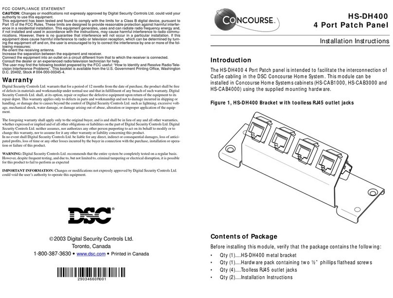 Digital Security Controls HS-DH400 User manual