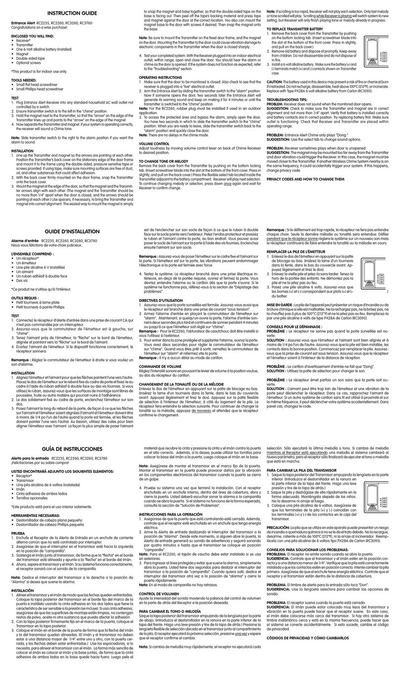 Carlon RC2235 Instruction guide