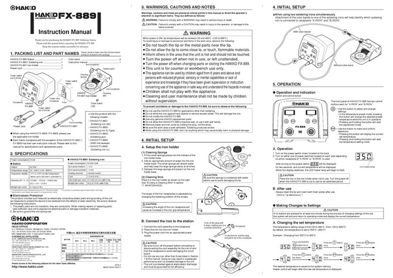 Hakko Electronics FX-889 instruction manual Hakko Electronics FX-889 instruction manual