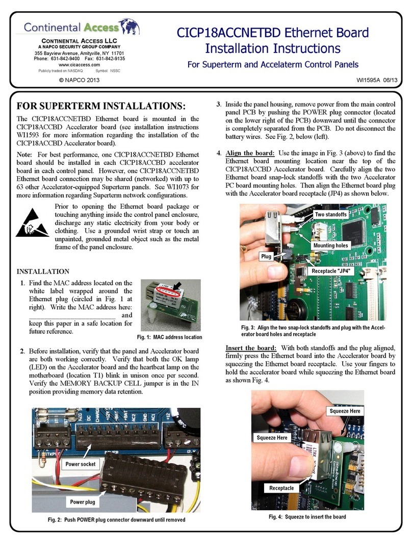 Continental Access CICP18ACCNETBD installation instructions Continental Access CICP18ACCNETBD installation instructions