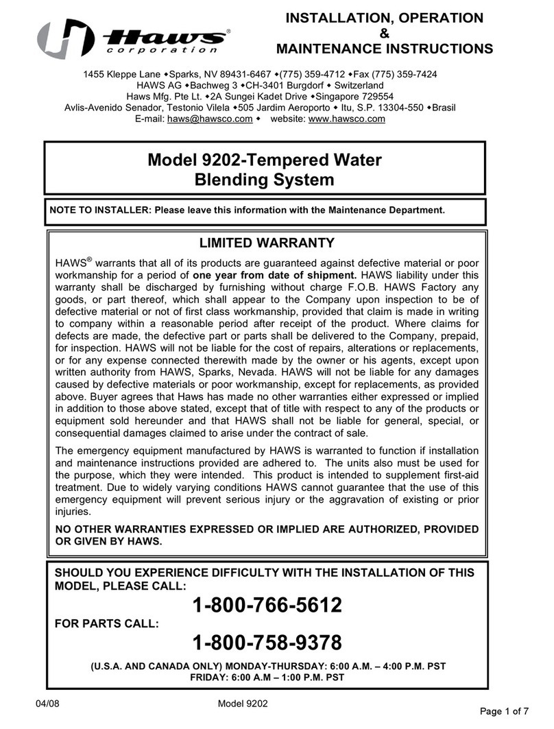 Haws 9202 Installation, operation & maintenance instructions
