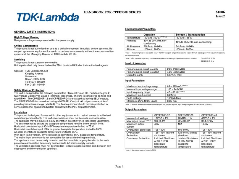 TDK-Lambda CPFE500F-28 Handbook