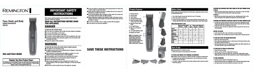 Remington PG6155 Use and care guide